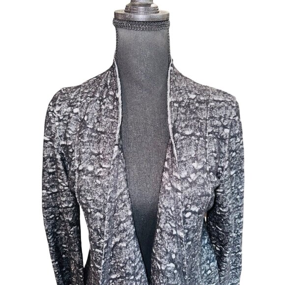 Eileen Fisher PS Black Wool Blend Asymmetrical Open Cardigan Casual Minimalist - Picture 4 of 10